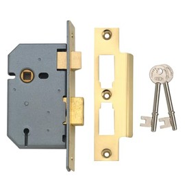 Union Locks 2277 3 Lever Mortice Sash Lock 65mm - Polished Brass (Boxed) Pack