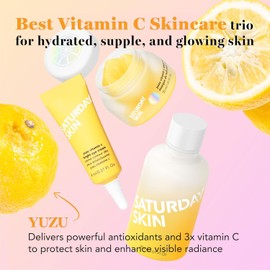 Saturday Skin 3-Piece Skin Care Set - Yuzu Vitamin C Sleep Mask, Bright Toner and Eye Cream Overnight Facial Masks - Korean Beauty Best Vitamin C Skincare Set