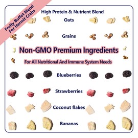 JADINGSFARM Fruity Buffet Blend Diet, 4.4 oz Food for Hermit Crabs, All Natural Hermit Crab Food, Hermit Crab Treats, High Protein & Nutrient Blend Diet of Oats, Blueberries, Strawberry, Banana, Sprouted Seeds Mix for Hermit Crabs.