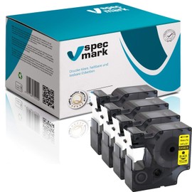 specmark Compatible with DYMO D1 45808 S0720880 Label Tape 19 mm x 7 m Set x 4 Pieces Black on Yellow Compatible with DYMO D1 for Printers LM LabelManager LP LabelPoint LW LabelWriter DUO