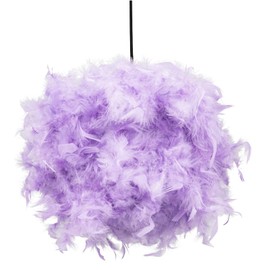 Eye-Catching and Modern Real Natural Lilac Feather Decorated Small Pendant Light Shade 40watt Maximum Perfect Statement Piece 25cm Diameter by Happy Homewares