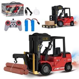 Authticar RC Forklift Truck, 1:24 Scale 2 in 1 Transform Lift Fork & Hook, Teen Forklift Toy, 11 Channel Remote Control Forklift for Adults with Spray Light RC Construction Vehicles Toy