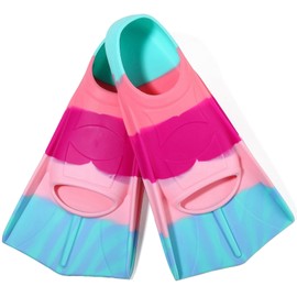 Azuunye Kids Swim Fins, Short Blade Non-Slip Heel Pool Training Flippers for Youth Lightweight Design XS