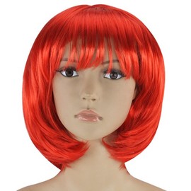 Accessotech Women's Sexy Short Bob Cut Fancy Dress Wigs Play Costume Ladies Full Wig Party Red