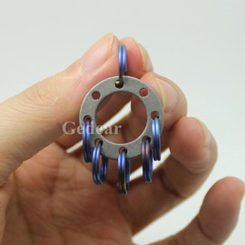 TIKING Titanium Accessories EDC UFO UNI-FLEX Organizer Keyring+6pcs 12mm Ti Micro Ring Anodized Blue