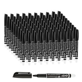 VILMA 90 Pack Black Whiteboard Markers, Dry Erase Markers with Chisel Tip, Bulk Classroom Office Supplies for White Board, School, Teachers, Kids, Non-Toxic, Low Odor