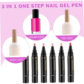 Rotuladores de esmalte de uñas para mujer, marcadores gel secado rápido 6 colores, juego manicura 3 en 1 para uso doméstico.