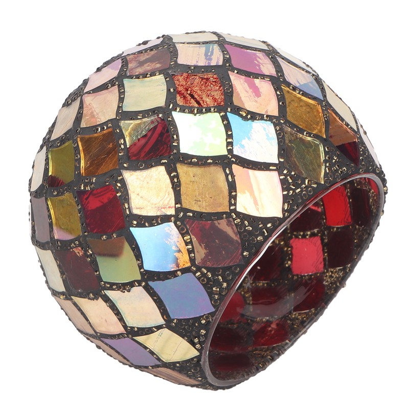 Mosaic Glass Tea Light Holder Romantic Decorative Red Handmade Cracked