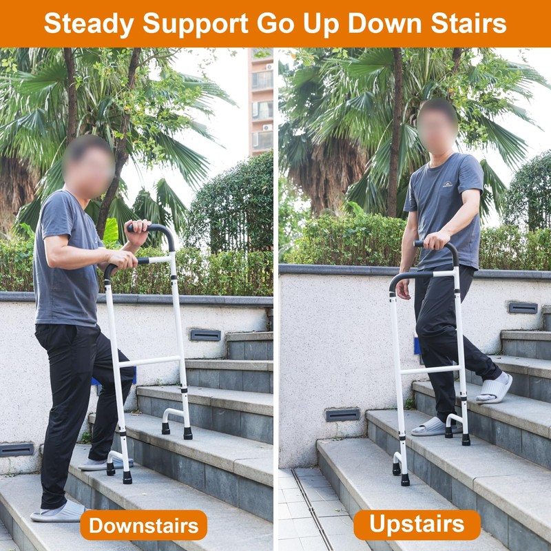 Elderly Stair Climbing Assist Cane, Adjustable Height 36-46in, Lightweight(2.6lb) &