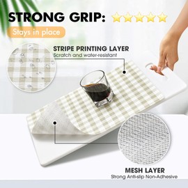 Viseeko Shelf and Drawer Liner, Non Adhesive Kitchen Cabinet Liners, Non Slip Shelving Paper, Strong Grip Waterproof Thick for Dresser Pantry Bathroom Cupboard, Green Grid, 12 in x 20 ft