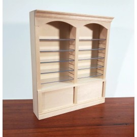 Streets Ahead Dollhouse Shop Shelves 2 Bay Adjustable Shelves 1:12 Scale Furniture Unpainted