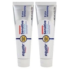 Equate Twinpack of Sensitive Toothpaste with Fluoride and Extra Teeth Whitening 4 OZ (113g) Includes 2 Tubes