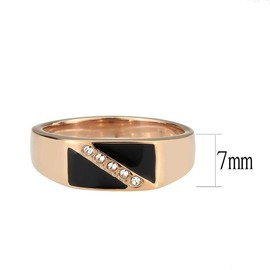 YourJewellerybox Mens pinky ring signet rose gold steel onyx band cubic zirconia mans cz new 3831 (u)
