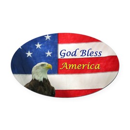 CafePress God Bless America Oval Car Magnet, Euro Oval Bumper Magnet