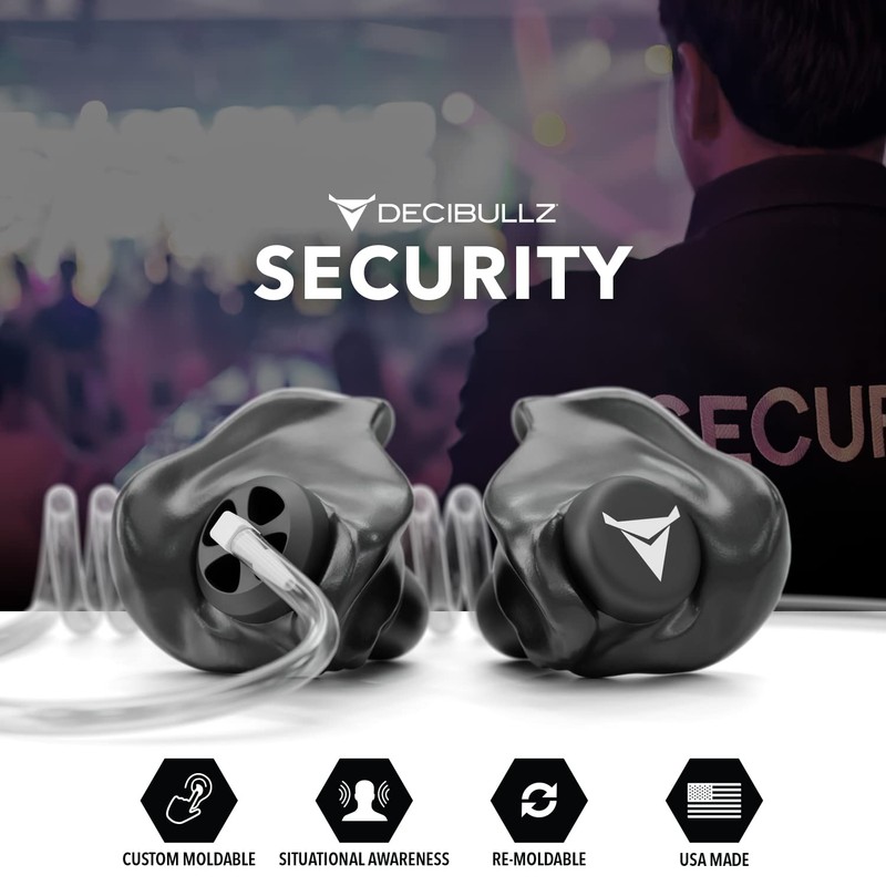 Decibullz Custom Moulded Security Two-Way Radio Surveillance Earpiece Set, Thermo-Fit