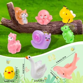 200 Pcs Mini Resin Animals Colorful Mini Animals Figures in Bulk Miniature Little Small Animals Figurines for Fairy Garden Landscape Dollhouse Accessories Hide Crafts Aquarium Decor