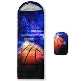 Smell Sunshine Kids Sleeping Bag for Boys Girls,3D Basketball Print-Lightweight Warm Portable Outdoor Indoor-Waterproof Cold Weather Resistant Sleeping Bag for Camping Hiking(Basketball-4)