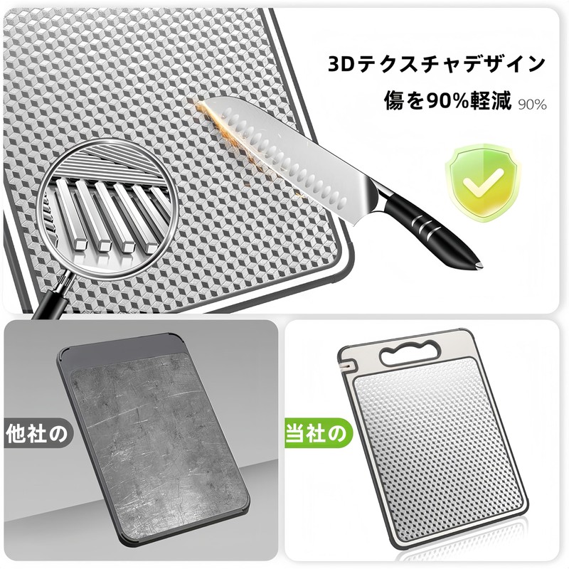 Korekaou Double Sided Cutting Board, Multi-functional, 304 Stainless Steel and