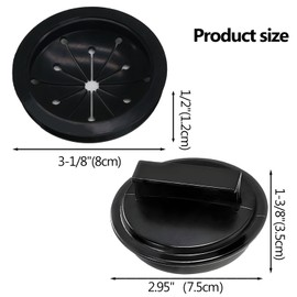 Hordion 3 Inch Garbage Disposal Splash Guard and Kitchen Sink Stopper, Universal Sink Baffle Garbage Disposal Drain Plug for Whirlaway Waste King Sinkmaster GE Models, Black
