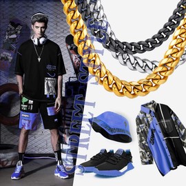 Richsteel Gold Wide Cuban Chains Link Curb Miami Chain Necklace Choker for Men Women 18 Inch Hip Hop Jewelry