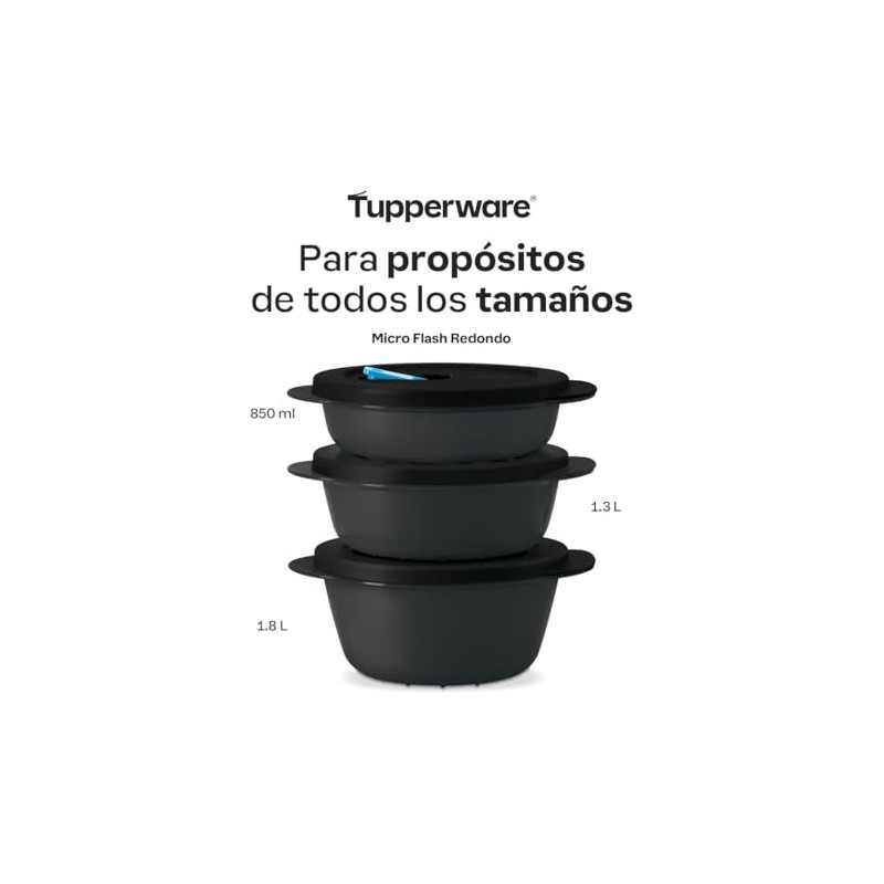 Tupperware Recipiente para Microondas 1.8L Negro