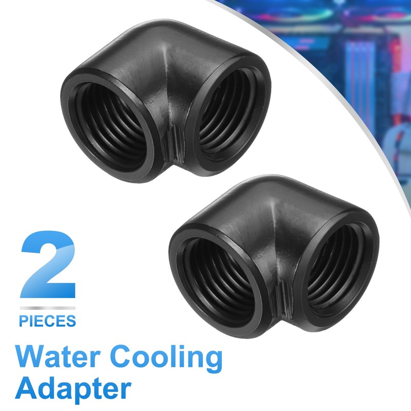 sourcing map 2pcs 90 Degree Elbow Water Cooling Adapter G1/4"