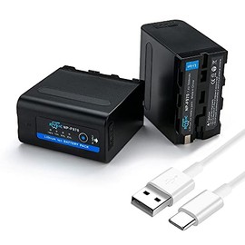 REYTRIC NP-F970 Battery Compatible with DCR-VX2100 DSR-PD150 DSR-PD170 FDR-AX1 HDR-AX2000 HDR-FX1 HDR-FX1000 HVR-HD1000U Video Light F980 F750 F975 F960 NP-F550 7800mAh with USB Output