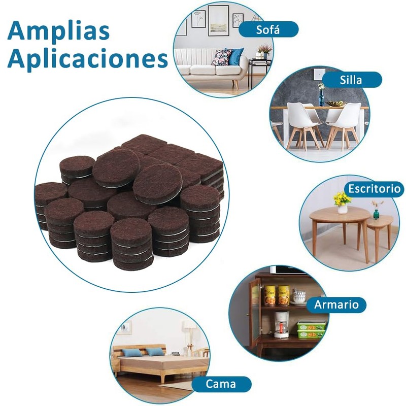 KITCHEN CHOICE Almohadillas para Muebles,100Pcs Almohadillas de Fieltro Autoadhesivas para
