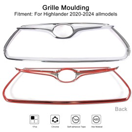 For Toyota Highlander Grille Mesh Cover Trims, OEM Style Sporty Luxury Front Grille Frame for Highlander 2024 2023 2022 2021 2020 L, LE, XLE, Nightshade, Bronze Edition, Limited, Platinum- Chrome