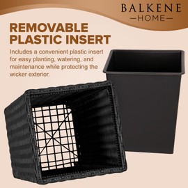 BALKENE HOME 67982 Sierra Square Wicker Planter 2-Piece Set in Black