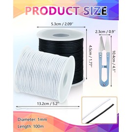 FIVEIZERO 2 Rolls Elastic Bracelet String Total 330 Feet,1.0mm,1.2mm,1.5mm Elastic Cord for Beading Stretchy String with Beading Needle for Bracelets, Sewing, Necklace, Jewelry Making and Crafts