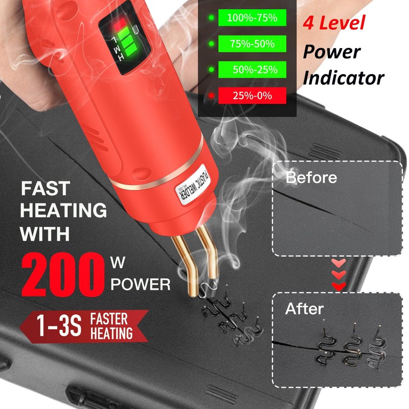 200W Cordless Plastic Welder, Plastic Welding Kit with 1200PCS Hot
