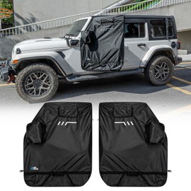 JOYTUTUS Hard Door Storage Bags Compatible with Wrangler CJ YJ TJ JK JL 2-Door 1976-2024, Hard Door Protector for Gladiator JT 2020-2024, Doors Cover with Mirror Storage Bag