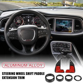 X AUTOHAUX 1 Set Car Steering Wheel Shift Paddle Extension Trim Button Cover Black