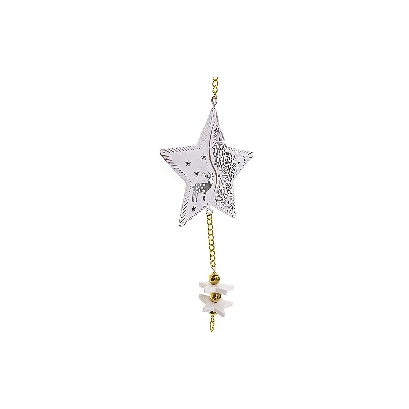 TEMPELWELT 2 x Decorative Star Tree Pendants, 77 cm Long,