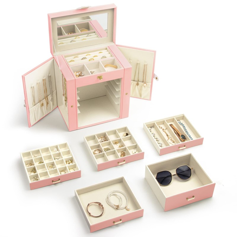 KAMIER Jewelry Box for Women, 6-Layer Large Jewelry Organizer Box