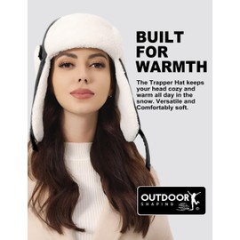 OUTDOOR SHAPING Trapper Hat for Men Women Windproof Trooper Hat Ushanka Ear Flaps Warm Winter Outdoor Hats Dark Black