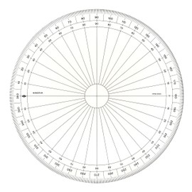 MINERVA Full Circle Protractor, Degree 360°, 20 cm, Transparent