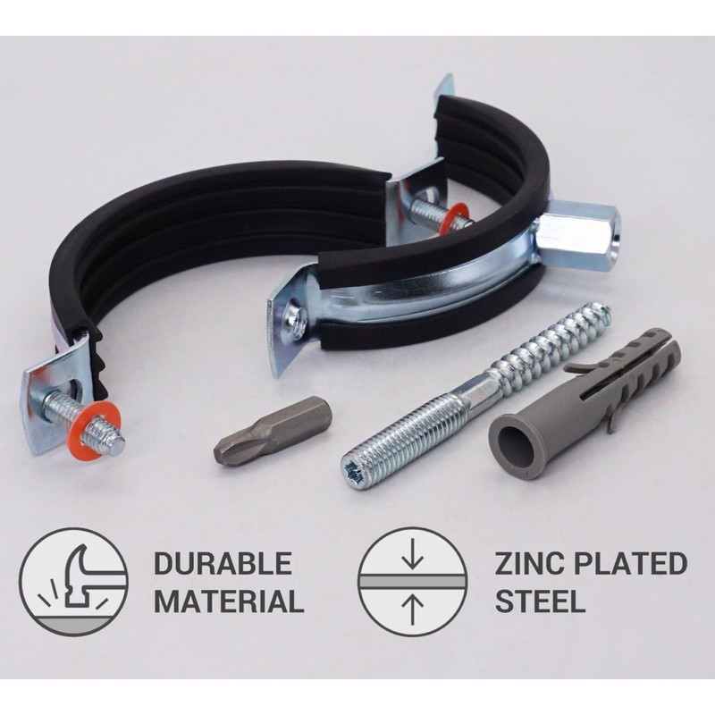 SKIR'CO Black Rubber Coated Pipe Clamps for 75-80mm Pipe Wall