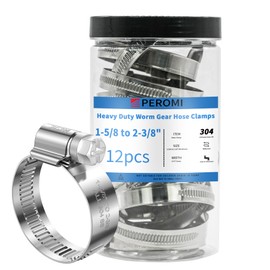 PEROMI 12Pcs Hose Clamps 304 Stainless Steel,1 5/8"-2 3/8" in (40-60mm) Adjustable Worm Gear Metal Pipe Hose Clamp,Fuel Line Heavy Duty Tube Clamp for Plumbing, Garden, Automotive and Industrial Use