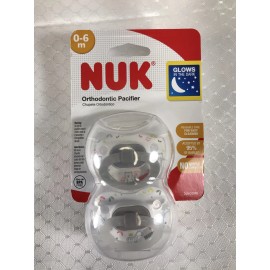 Nuk Pacifier 2 Pack Orthodontic Nighttime Pacifier Binky Soothie 0-6M Safari