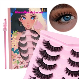 AKARA Natural Eyelashes, 7 Pairs, 3D False Eyelashes, Fake Lashes, Faux Mink False Eyelashes (3D-BN06)