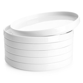 Sweese Porcelain Flat Dessert Plates Set of 6-7.8 Inch Salad Plates for Kitchen, Small Appetizer, Small Dish Set, Microwave & Dishwasher Safe, Scratch Resistant - Elegant White Glaze