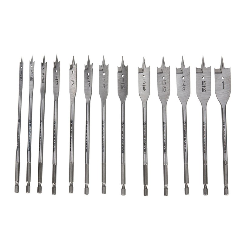BLACK CANYON 13PCS Spade Bit Set for Wood, Heavy Duty