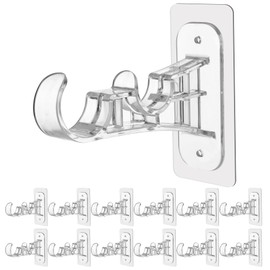 12 Pack Double Curtain Rod Bracket, No Drill Adhesive Curtain Rods Holder, No Screw Stick on Double Brackets Curtain Hangers Hooks for Home, Apartment, Dorm, Renter