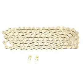 9 Speed Bicycle Chain, Double Bridge Design Mountain Bicycle Chain, Electroplated Antirust Carbon Steel Cycle Accessory with Quick Link Connector for Cycle