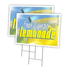 Lemonade 2 Pack of 18" x 24" Yard Sign & Stake | Advertise Your Business | Stake Included Image On Front Only | Made in The USA