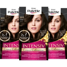 Palette Schwarzkopf Intensive Cream Colouration High-Quality Hair Colour 800/4-0 Dark Brown Pack of 3 (3 x 128 ml)