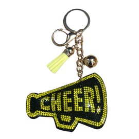 Popfizzy Bling Cheer Keychain for Girls, Rhinestone Cheer Bag Charm, Cheer Squad Cheerleader Gifts, Megaphone Cheer Keychain