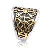 Gungneer Golden Stainless Steel Viking Compass Vegivisir Ring for Men